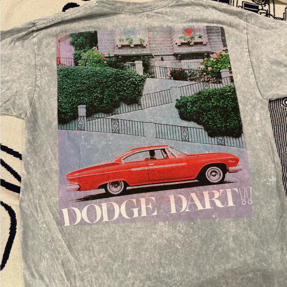 Gray T-Shirt with Red Car Graphic